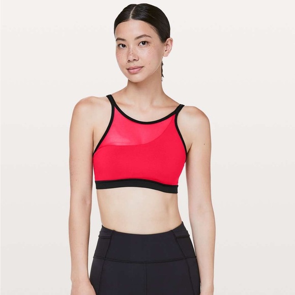Lululemon Forget The Rest Bra Red Black Strap Mesh Gym Yoga Activewear Sports 8 - Picture 1 of 6